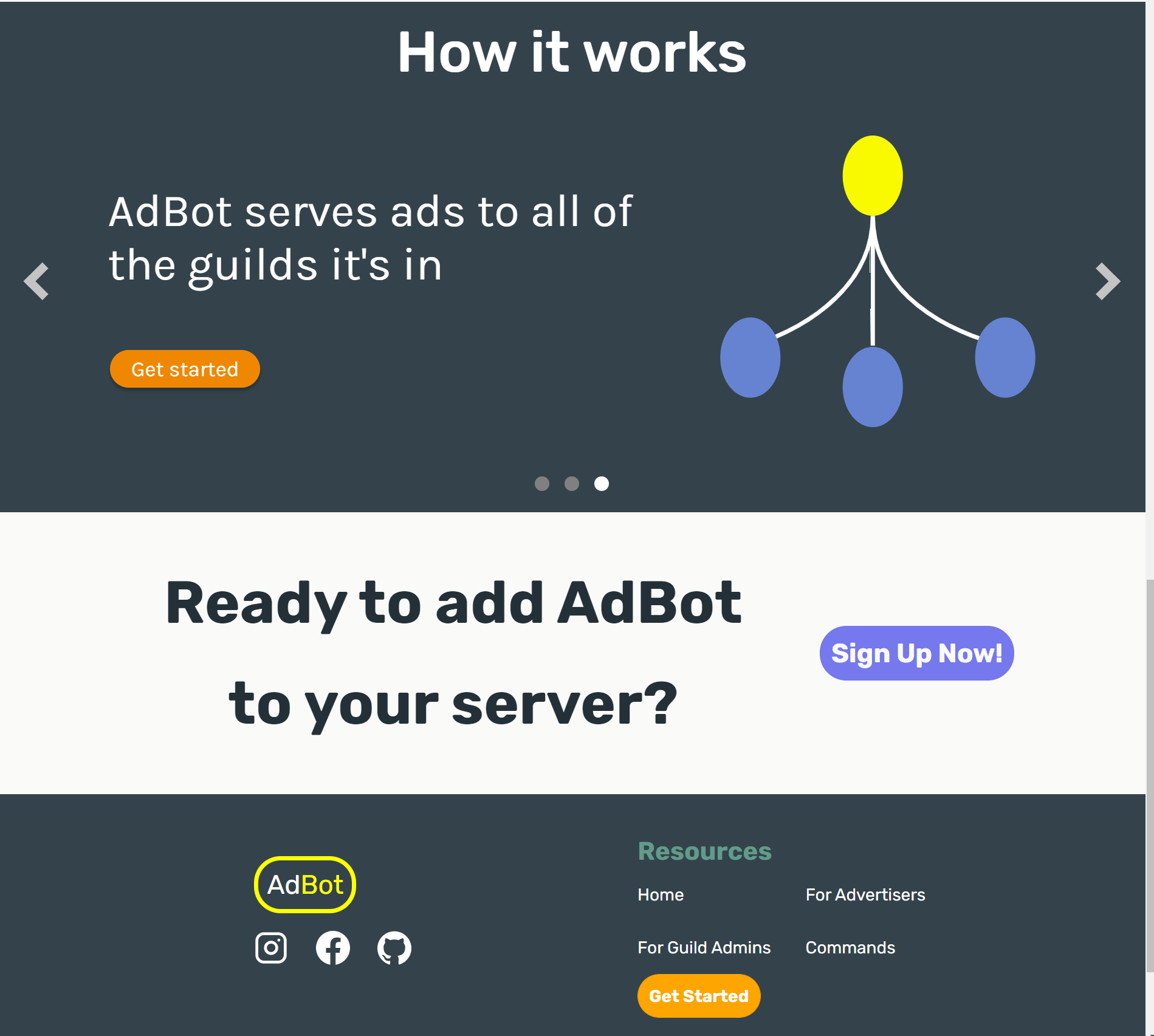 Home page of AdBot website